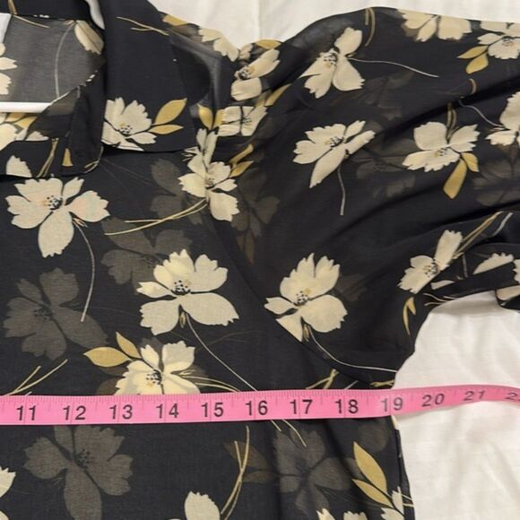 Cabi Cosmo Blouse Sheer Elastic Cuffs Floral Womens Small Long Sleeves Romantic - Picture 10 of 10